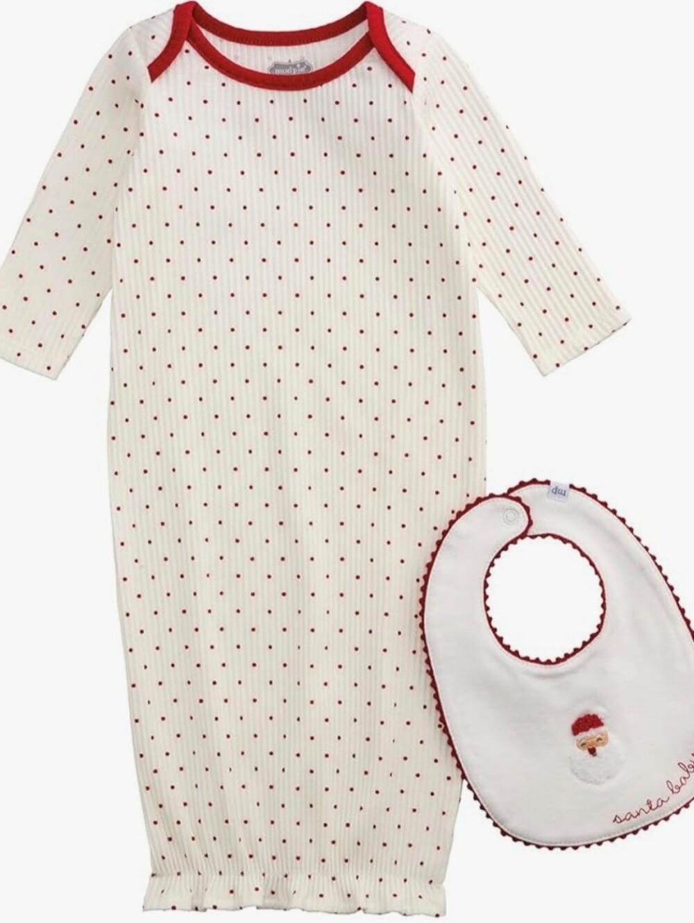 MudPie Holiday Gown & Bib Set , New With Tags. So Soft & Precious! 0/3 Months
